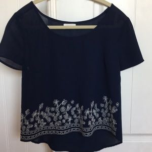 Navy blue short sleeve blouse